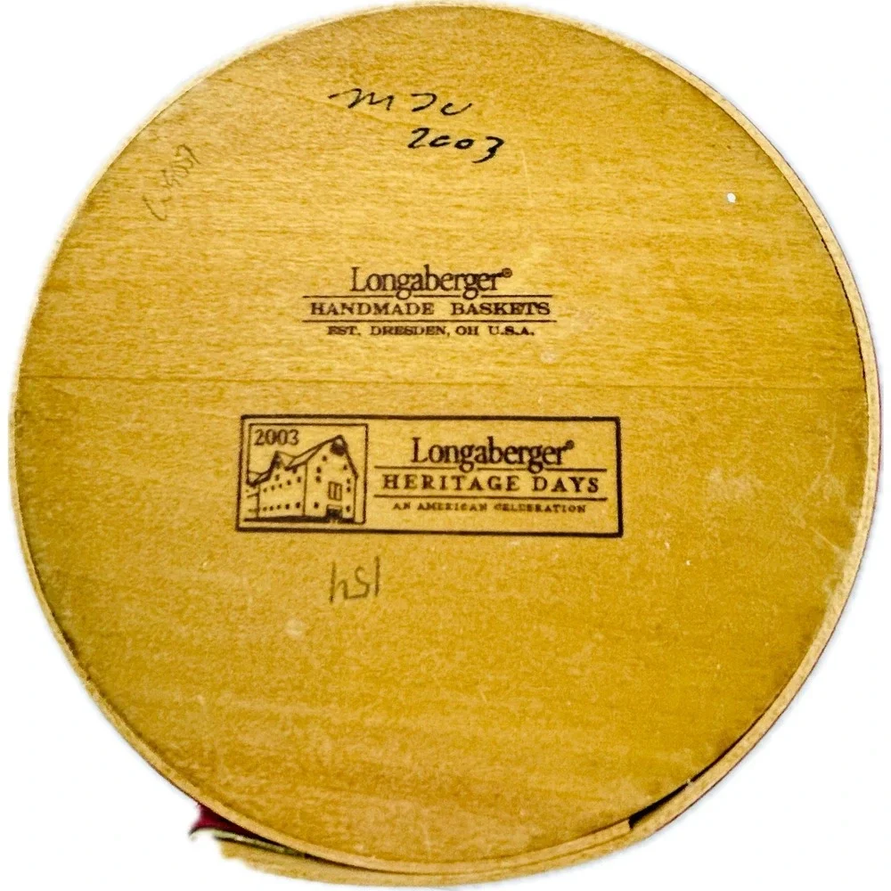 Longaberger Heritage Days Pail Basket 2003 Lid Liner Tie-On Protector Flyer‎